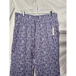 Land N Sea Washable Linen Pants Size L Wide Leg Lavender And White